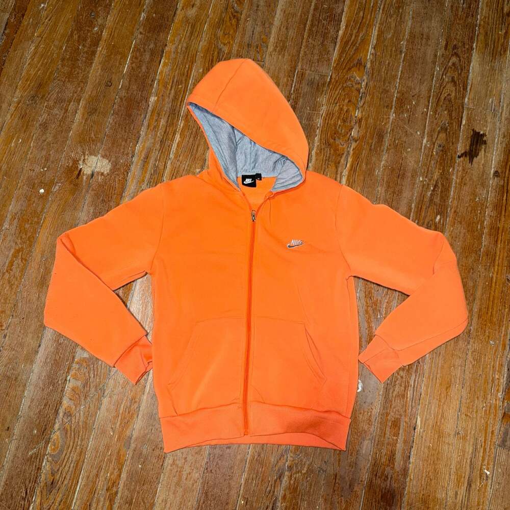 Nike Full-Zip Hoodie Sweatshirt with Contrast Hood Lining - Orange